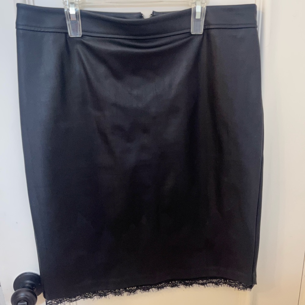 Black leather skirt with lace pattern on bottom SIZE L